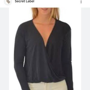 Urban outfitters Sweater Women’s Small Wrap blouse Top Black long sleeve Black